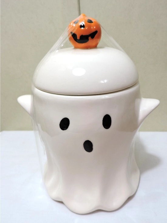 Midwood Other - Charming Ceramic Ghost Halloween Canister Cookie Jar Trick Or Treat Jar NEW
